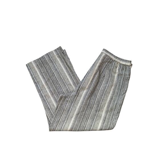Dialogue Linen Blend Crop Pants | Wide Leg | Pin Stripe | Size 10 - Picture 1 of 8